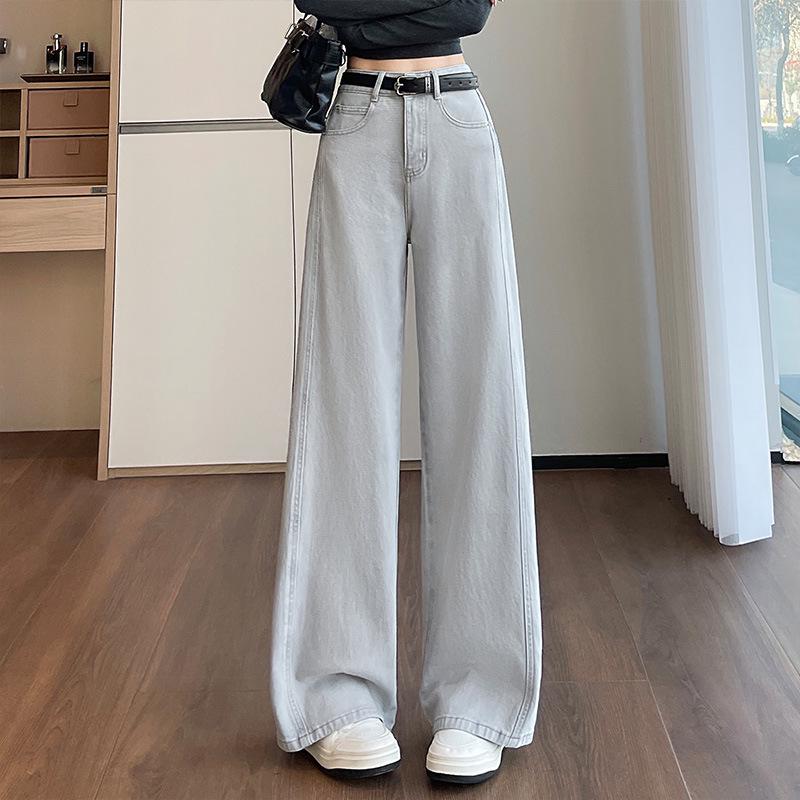 

Women s High-Waisted Wide-Leg Jeans: Spring/Autumn Loose, Slimming, Versatile Long Pants S /26 [85-95 lbs]