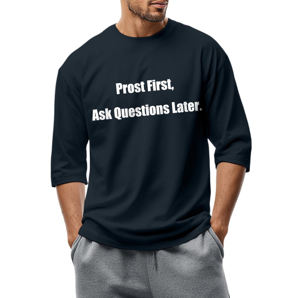 Men's fashionable casual round-neck three-quarter sleeve top T-shirt