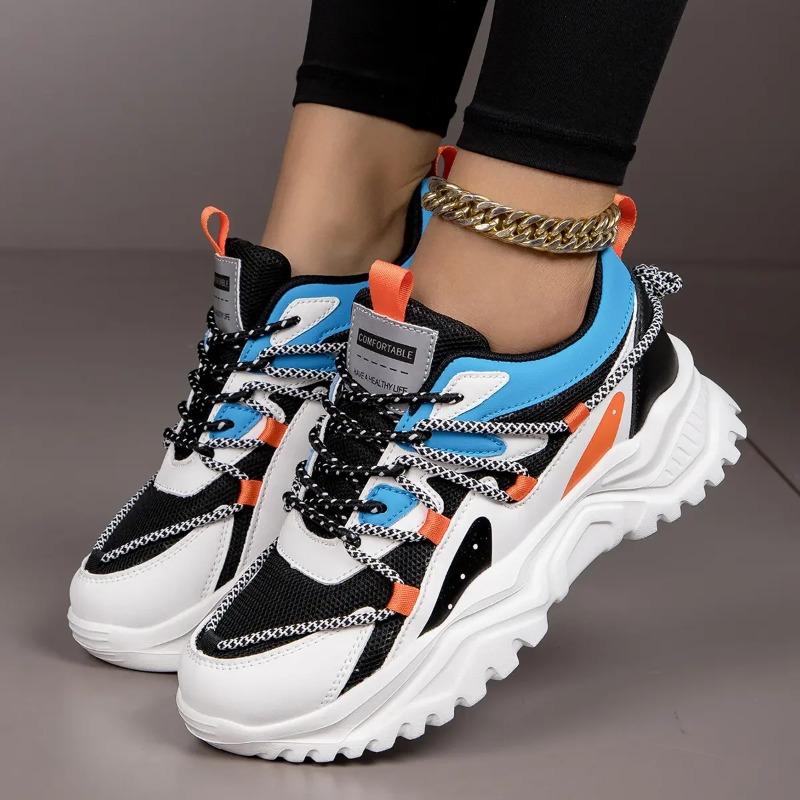 Trendy and Breathable Sports Running Shoes 2024 Autumn Versatile Color Blocked Outdoor Fitness and Leisure Sports Women's Shoes