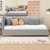 Low Daybed Upholstered Sofa Bed 90x200CM Slatted Frame Velvet Fabric Sleeping Couch Modern Grey Beige Living Room Single Day with Sponge Filling