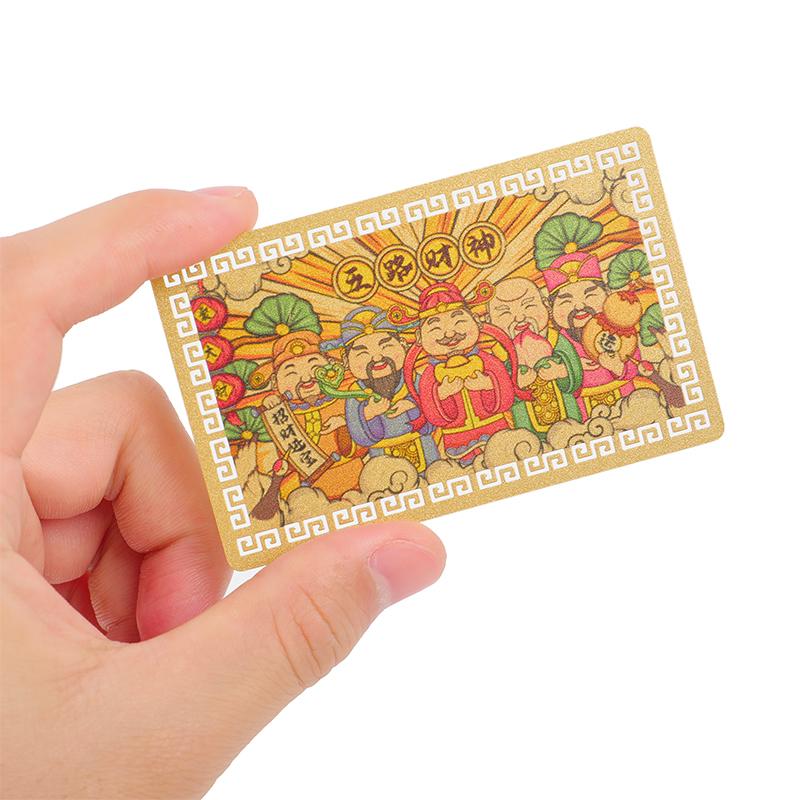 Čínský Feng Shui Měděný Bůh Bohatství Buddha Amulety Karta Pro Podnikání Pěticestná Fortuna Poklad Šťastná Domácí Dekorace