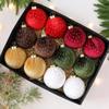 Velvet Christmas Ball Ornaments - Fabric-Wrapped Holiday Decorations for Hanging