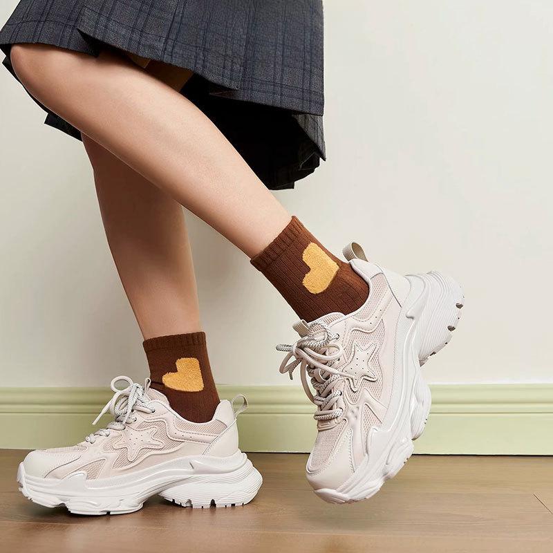 Daddy Shoes Women's Spring and Summer New Mesh Breathable Thick Bottom Height Increasing Women Shoes Casual Sneaker