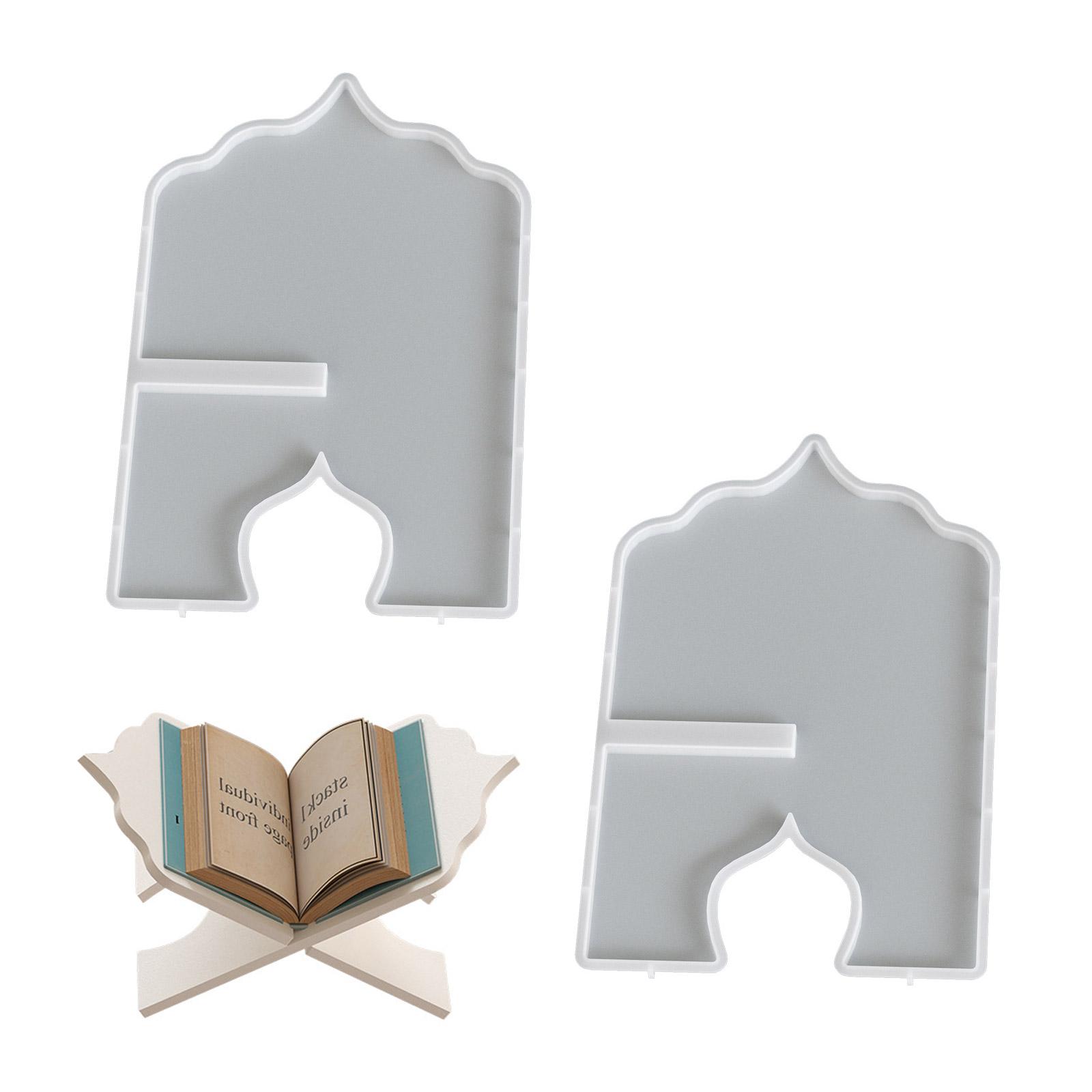 

2 Pack Multipurpose Silicone Reading Stand Mold Book Shelf Moulds for Crafting Resin Tealight Holders and Planters