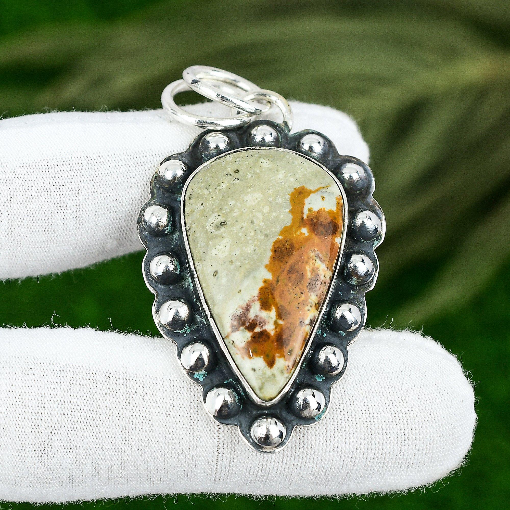 Sisters Day Sale Sterling Silver Polychrome Jasper Stone Bezel Wife New Pendant