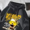 Oversized Hoodie Men Women With Graffiti Letter Print Screaming Face Design Loose Fit Retro Streetwear Sweatshirt