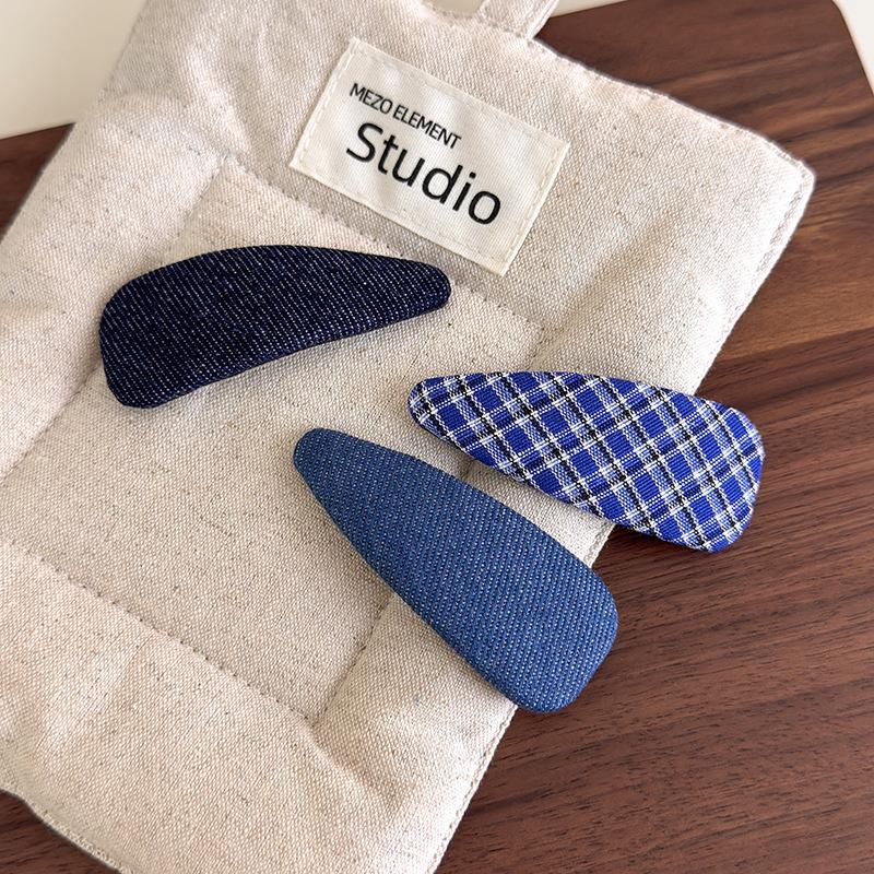 1pc Blue Denim Plaid BB Clip Fabric Barrettes Hair Clip Hairpins Fashion Bangs Side Clip Hairgrips Women Girls Hair Accessories