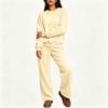 Damen 2-teiliges Set Farbe Hals Langarm Pullover Sweatshirt mit Elastischer Taille Jogginghose