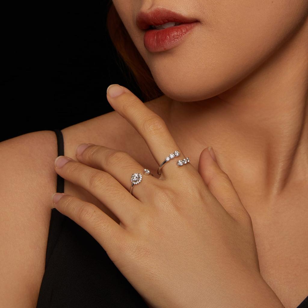 Silver adjustable moissanite ring 925 silver
