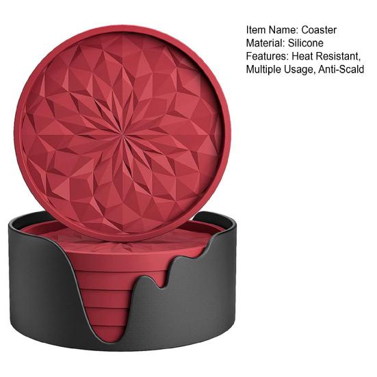 6Pcs Silicone Coasters Insulated Anti-Scald Heat-Resistant Odor-free Drink Coasters Home Bar Kitchen Decor