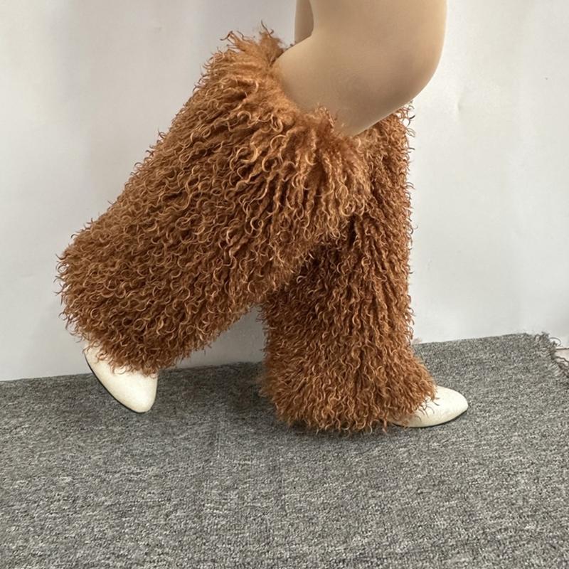 Faux Furs Leg Warmer,Warm Soft Cozy Fuzzy Leg Warmer Boot Cuffs Cover for Women Party Costumes Boot Sleeves Boot Covers