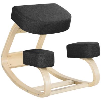 Kneeling Chair, Ergonomic Seat Stool, Upholstered Stool for Healthy Sitting Posture, Birch Wood, 120 Kg Load Capacity, Black