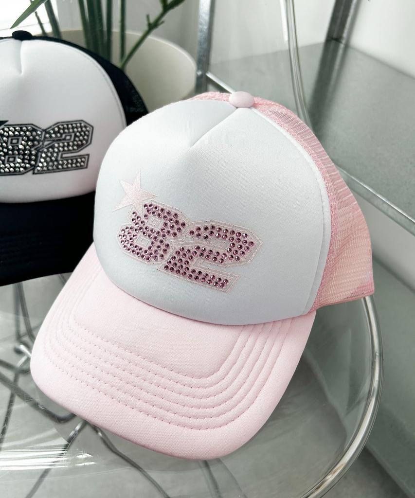 WEGO Numbered Rhinestone Mesh Size Pink Cap, Women's, F/L,