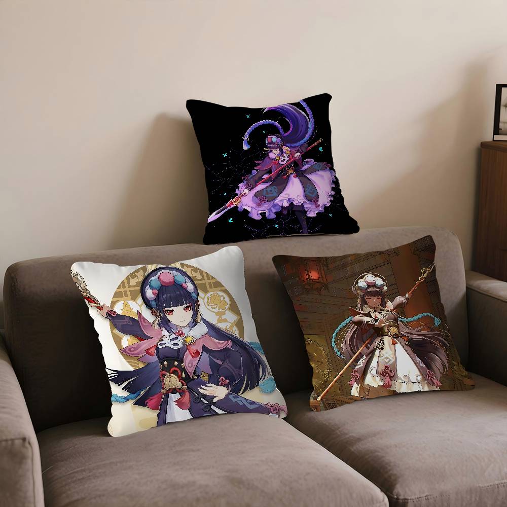 Genshin Yun-Jin Cushion Cover Pillow Cover Decor Pillowcase Printed Cushion Case For Couch