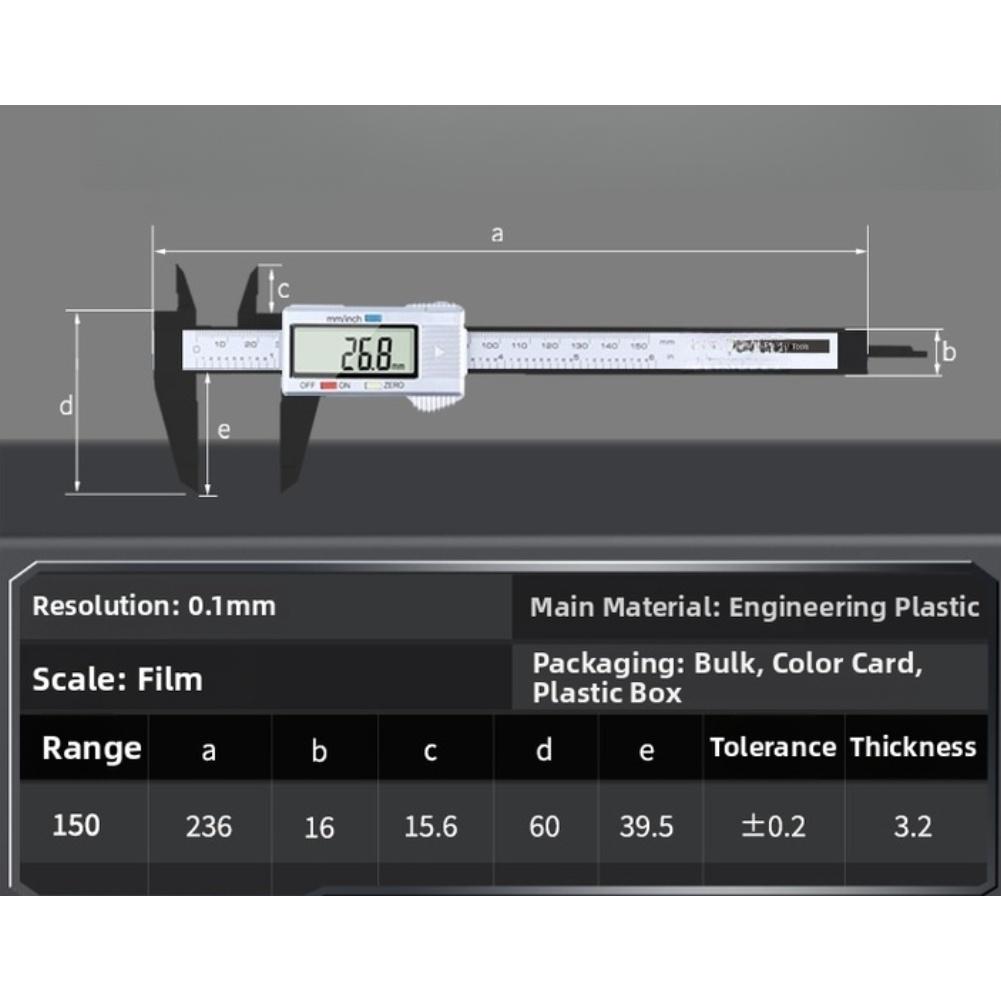 0-150mm Digital Caliper LCD Vernier Caliper for Jewelry Making Measurement Tool Low Resistance Slide Auto Shut Down