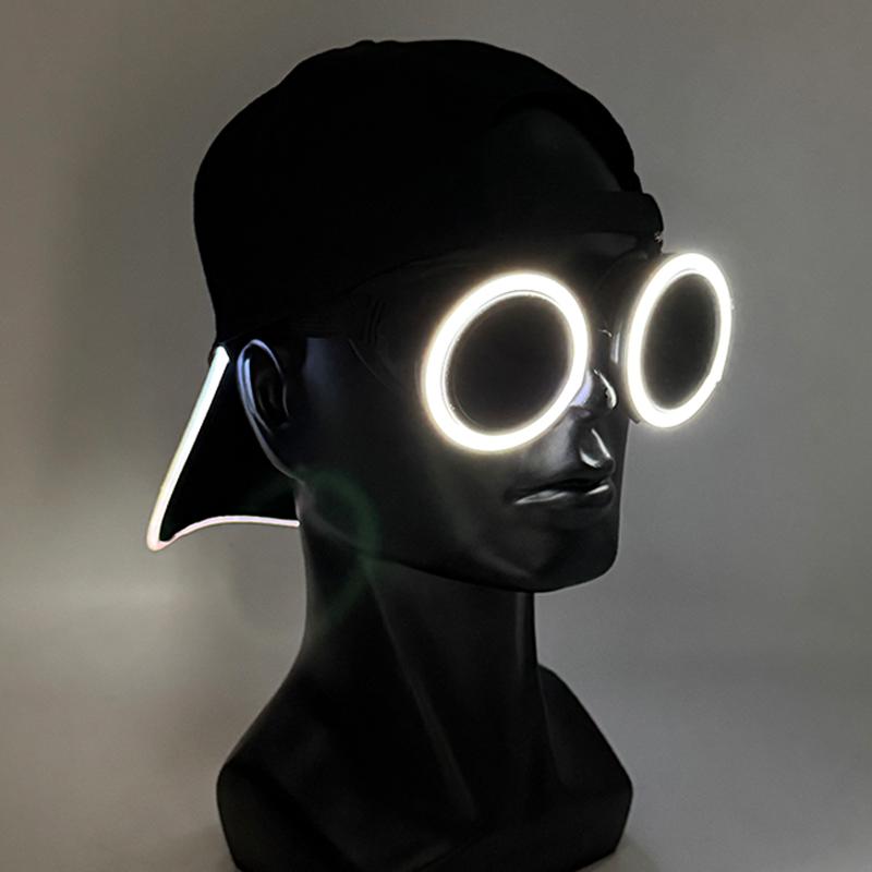 2026 Round LED Glasses Disco Fluorescent Party Punk Luminous Glasses Men Women Bar Nightclub Neon Glasses Music Concert Supplies