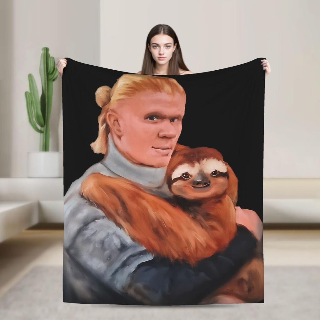 Smug Haalands Face Blanket Soccer Football Fleece Novelty Soft Throw Blankets for Bed Sofa SpringAutumn