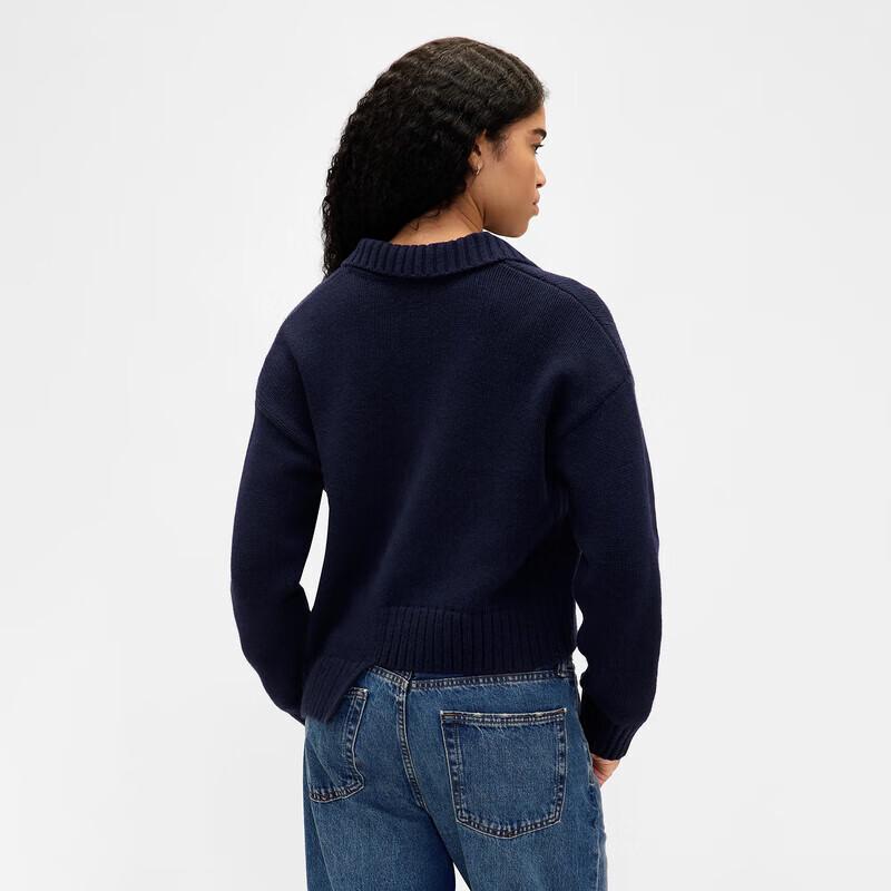 GAP Women's 2025 Winter Logo Embroidered V-Neck Loose Long Sleeve Knit Sweater