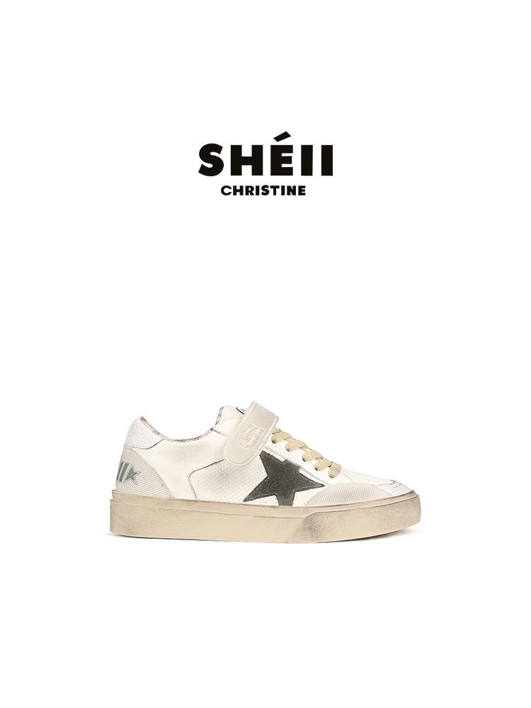 Липучка маленькие грязные туфли ретро коровья кожа звезда повседневные кеды женские маленькие грязные туфли 35