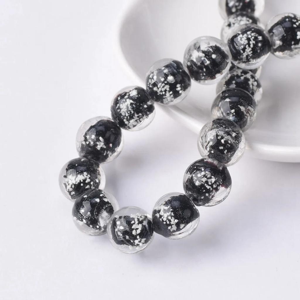 10pcs Round 10mm Handmade Luminous Lampwork Glass Loose Beads For Jewelry Making Accessories DIY Crafts Findings