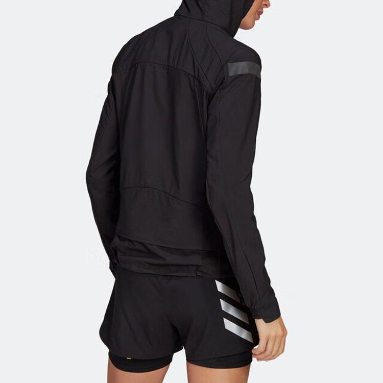 Adidas Solid Color Hooded Zip Long Sleeve Jacket Women Jacket Black GN2726