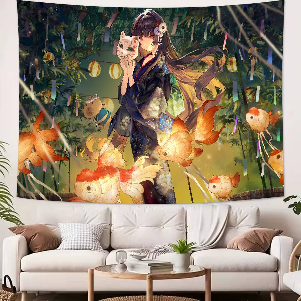 Hot Pretty Girl Chisa Wuthering Wave GAMING Tapestry Wall Hanging Wall Rugs Dorm Decor Blanket Camping Decoration Tapestry