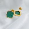 925 Sterling Silver Women Geometric Gold Plated Stud Earrings Malachite  Natural Stones  Elegant Jewelry Bijoux Wholesale