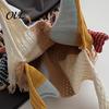 Boho Fashion Bag 3D Fish Knitted Tote, Patchwork Shoulder with Tassels, Practical Sundries Colorful Women Purse for Daily Commuting Travel Shopping