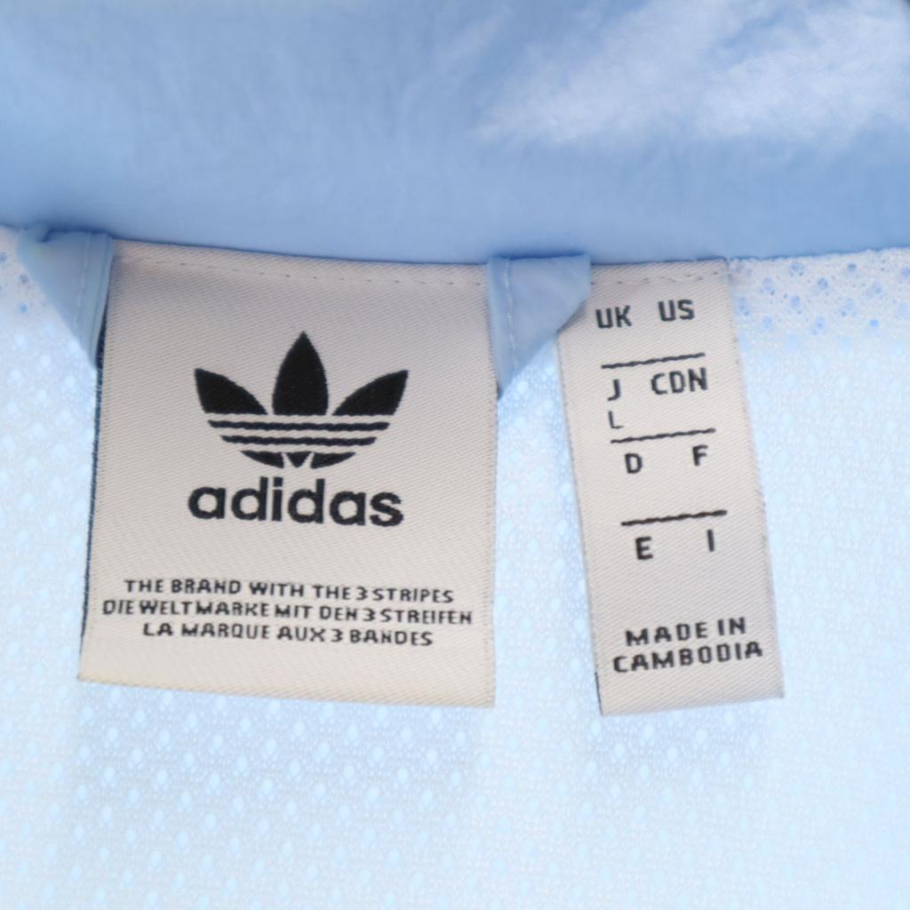 Adidas Originals Trefoil Logo Windbreaker L Sky Blue Mesh Lining Women Used