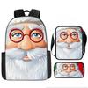 Christmas Backpack, 3D Digital Printed Backpack, Shoulder Bag, Pencil Case, Three-Piece Set