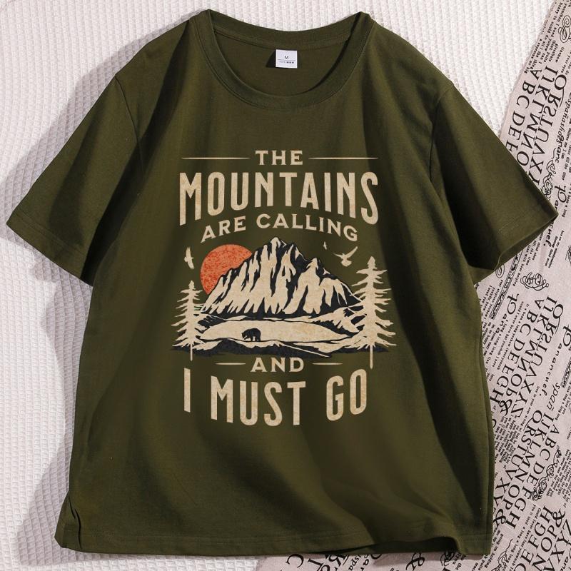 Retro The Mountains Are Calling Tshirt Hiking T Shirt Camping Travel Tshirt Nature Lover Camping Vacation Tshirt Clothes