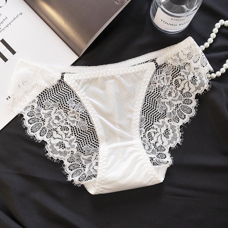 2025 Women's Low-Waist Lace Satin Panties with Cotton Crotch