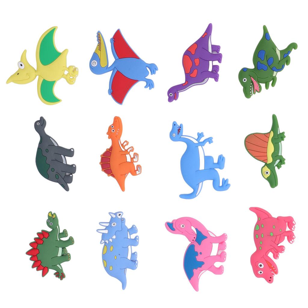 12pcs Refrigerator Magnets Cute Soft Silicone Strong Magnetism 3D Dinosaur Patterns Magnets for Fridge Kitchen
