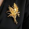 Daily Wear Jewelry Ear of Wheat Brooch for Women, Vintage Yellow Faux Crystal Dress Accessories Pin, Dainty Parties Dates Anti-oxidation