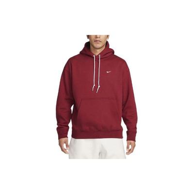 Nike Solo Swoosh Einfarbiges Logo Kordelzug-Hoodie für Herren Tiefrot DX1355-677