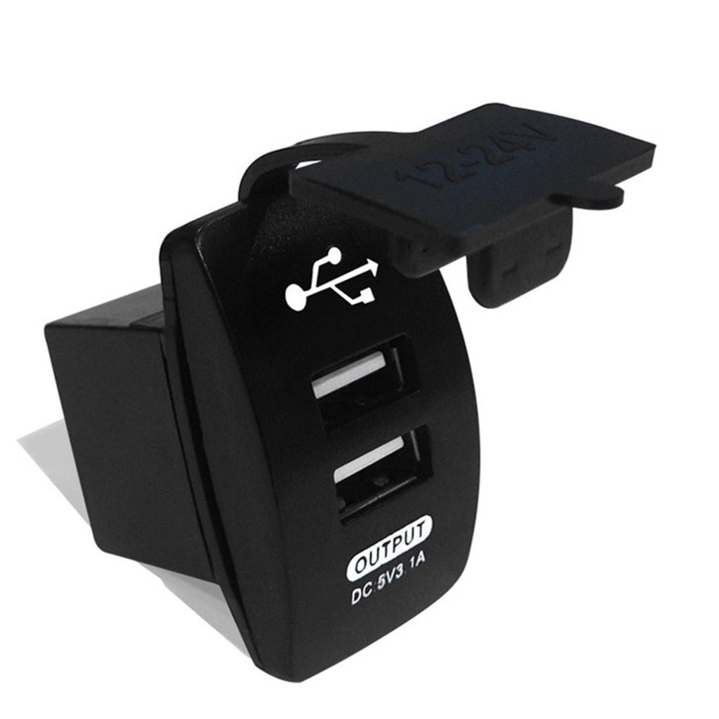 Car Waterproof Cigarette Lighter Socket Dual Usb Car Charger With Led Lighting Charger Power Adapter