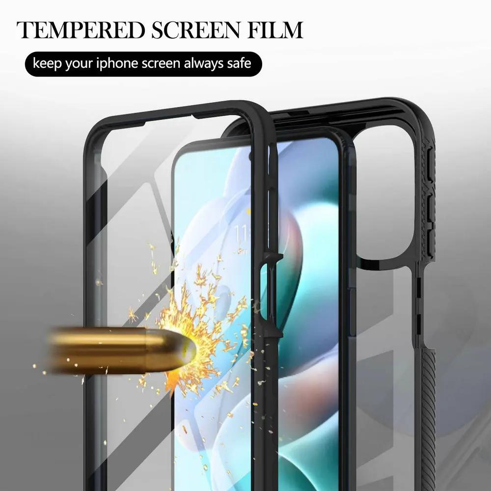Krystalové pouzdro Crystal Case 360 Protect Funda pro Motorola Moto E14 G54 Power G84 G14 G23 G13 G32 G42 G24 G04 54 53 JY G22 G52 G82 Krytka nárazníku