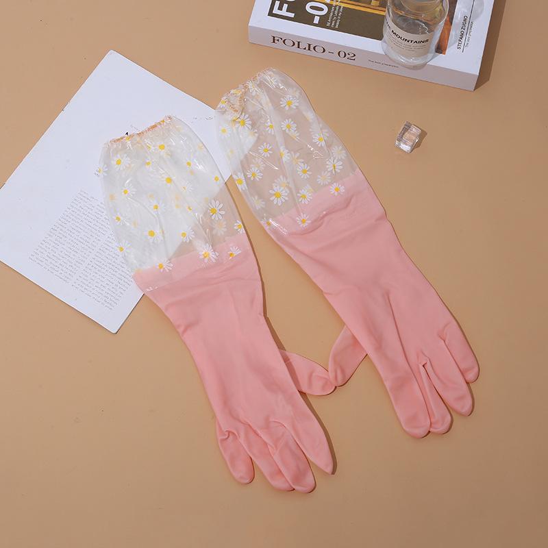 Extra Long Waterproof Dishwashing Gloves for Kitchen and Laundry, Jelly Color PVC