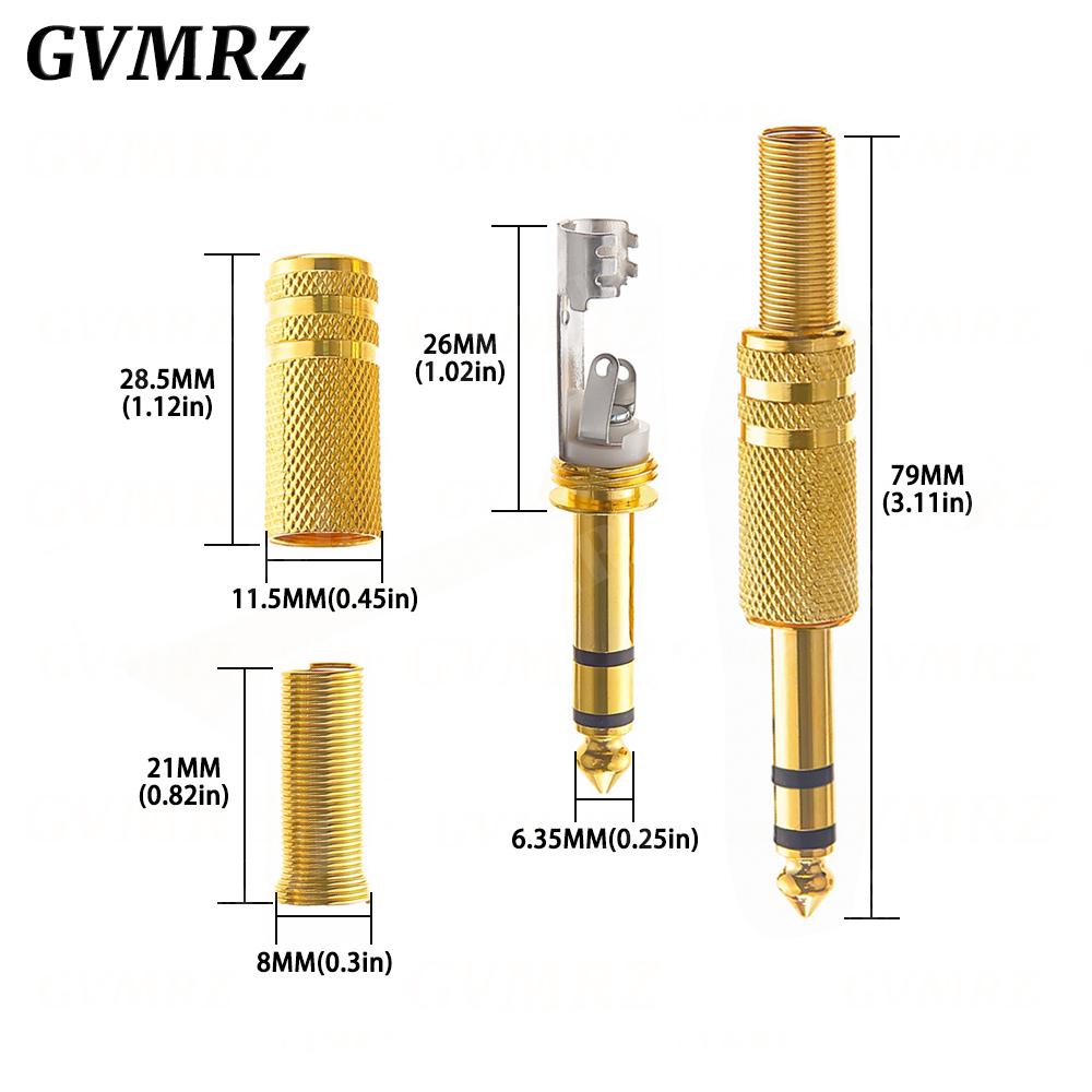 2PCS 6.35mm/6.5mm 2Pole Mono Amplifier Plug 6.35 Stereo Metal Microphone jack plug-in Audio Connector for KTV