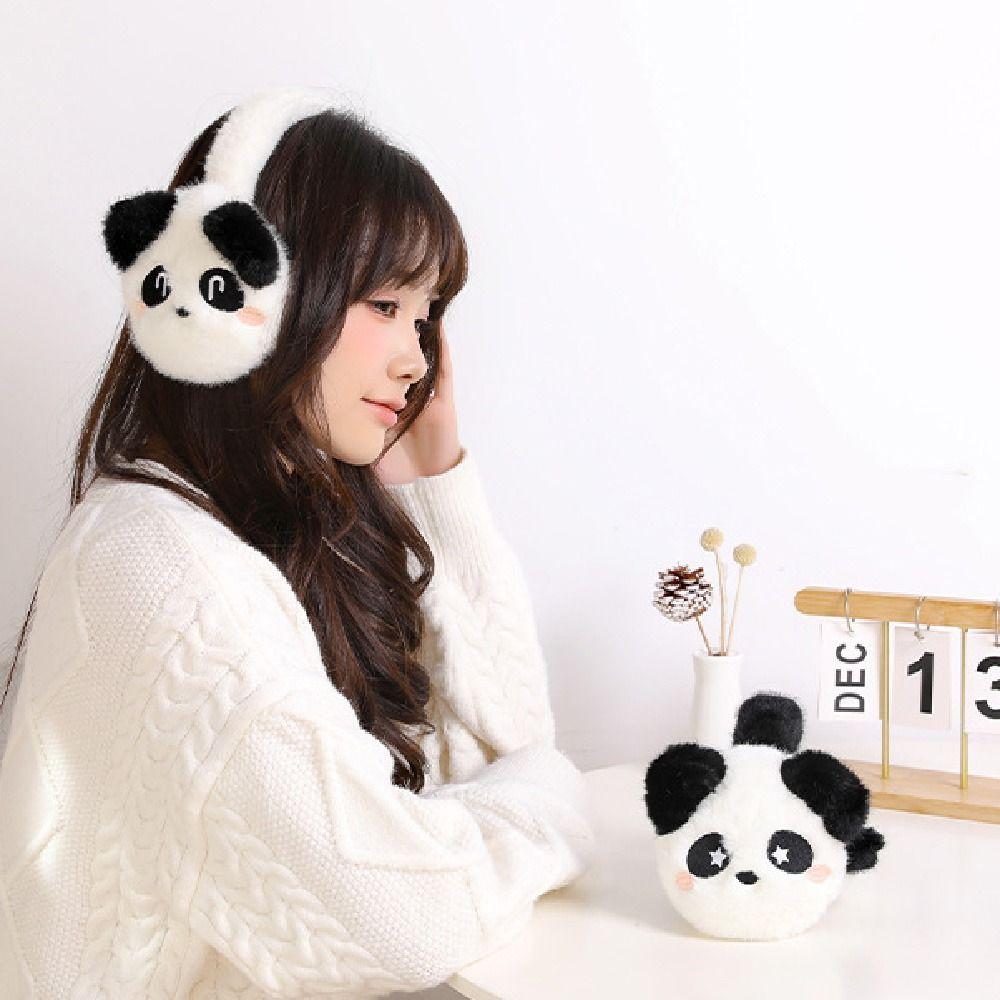 Cartoon Panda Warm Earflaps Foldable Cold-proof Ear Mask Fashion Cute Ear Cover Holiday Gifts
