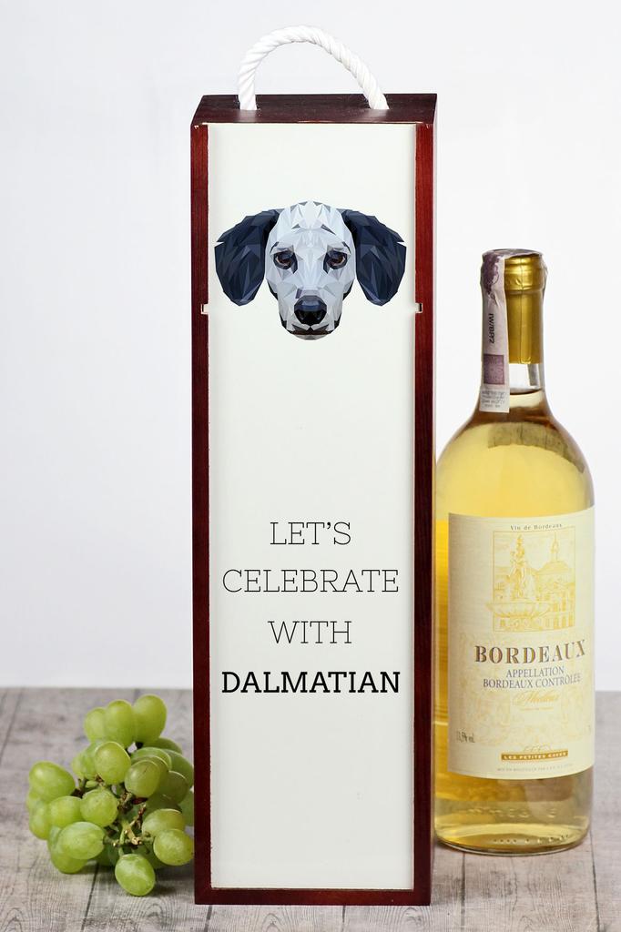 Dalmatian, Dalmatian Hound - Geometric Box with Photo and Inscription for Wine by Art-Dog Brand