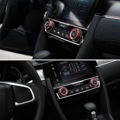 Set of 2 Red Aluminum Alloy Car Knob Decorative Rings for Honda Si Air Conditioning Knob.
