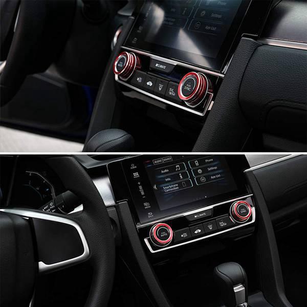 Set of 2 Red Aluminum Alloy Air Conditioning Knob Rings for Honda Si None
