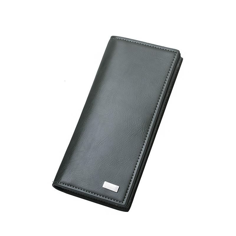 

Men s Fashion Long Wallet Soft Pu Leather Money Clip With Large Capacity Phone Pocket Multiple Card Slots Bag Gray Blue