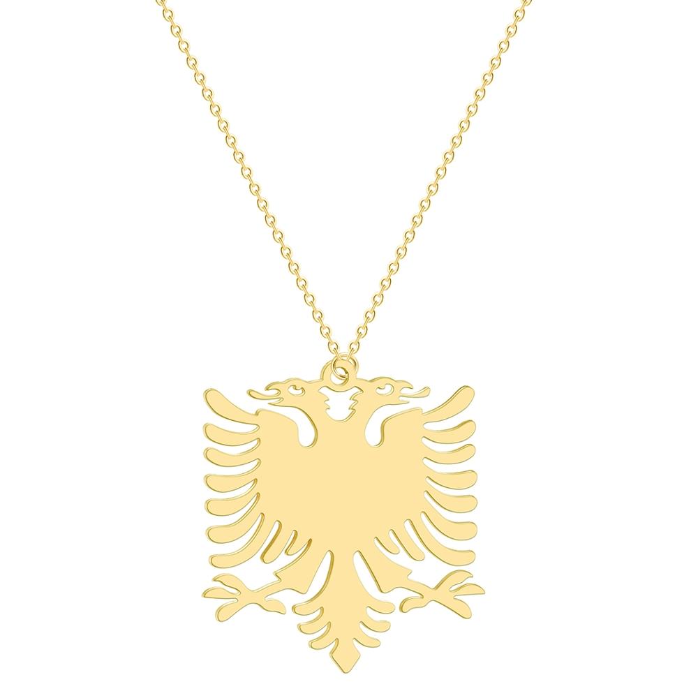 Albanien Adler Anhänger Halskette Wappen Doppelköpfiger Adler Halskette Ethnisch Edelstahl Geschenke für Frauen Männer