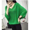 Thin Section V-neck Pullover Knit Sweater Women's Tops Large Size Seven-minute Sleeve Skeleton Sweater Women Loose Shirt