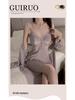 Gorgeous Lace See-Through Deep V Velvet Nightgown & Robe Set with Padding - Sweet Temptation 3908