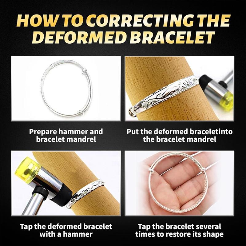 Rubber Mallet Bangle Shaper Tools Wood Bracelet Mandrel Round Plastic Sizer With Jewelers Hammer Jewelry Making Tool