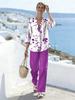 1116 European and American 1D printed women's suit resort style loose long-sleeved shirt casual trousers beach fashion trend
