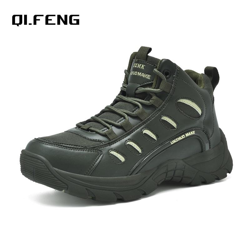 New Outdoor Training Boots Men High Top Hiking Shoes Autumn Winter Travel Hiking Sneaker Anti slip Wear-Resistant Casual Shoes